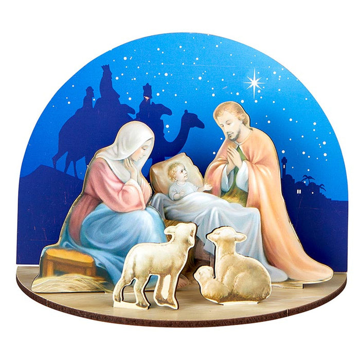 Wooden Holy Family Nativity 3D Desk Stand