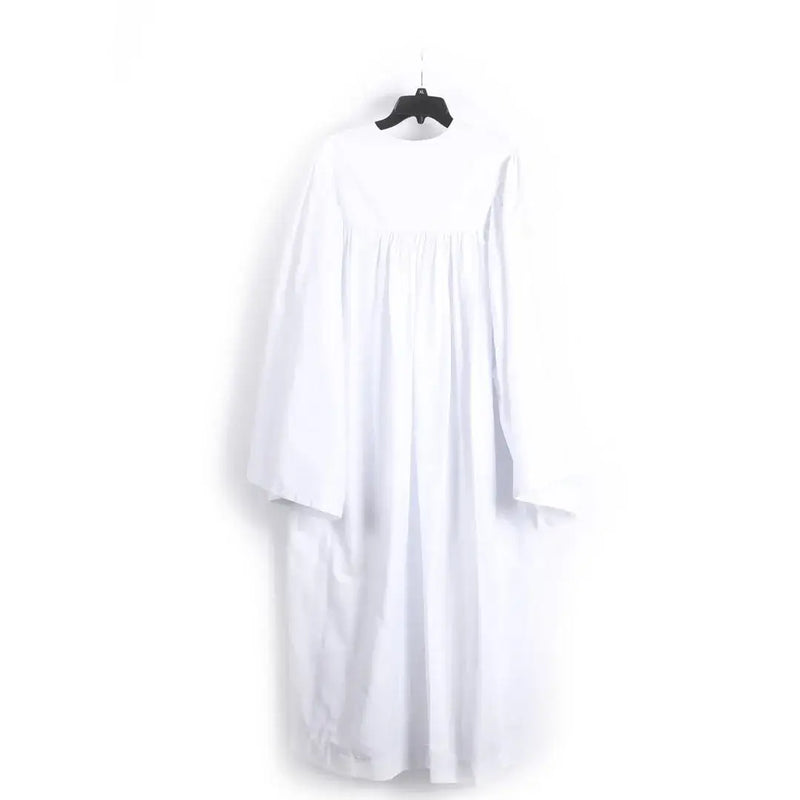 Baptismal Gown Box Pleat White Lg - Poly - Weighted