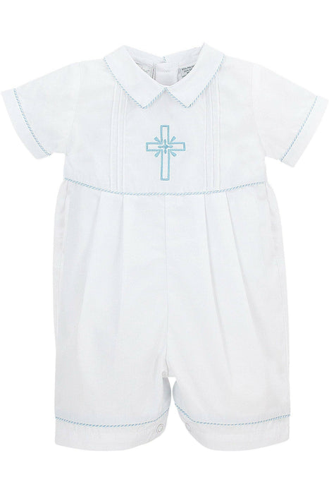 Baby Boys Christening  Embroidered  Cross  Shortall