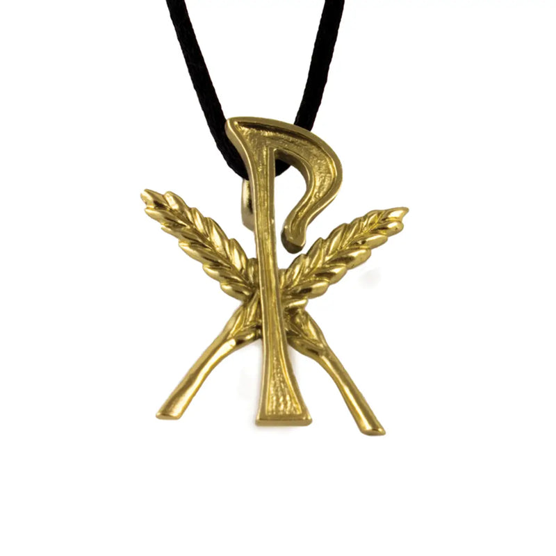 GL-215G Satin Gold Ciborium with Chi Ro Gold Amulet | Low Gluten Host Vessel