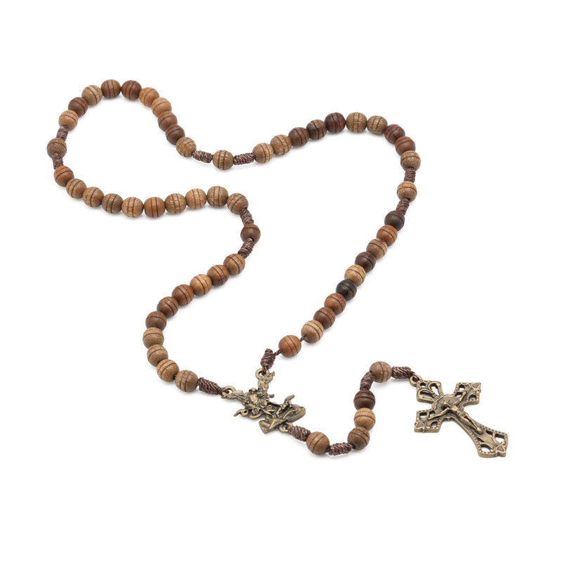 St. Michael Wooden Rosary 18”