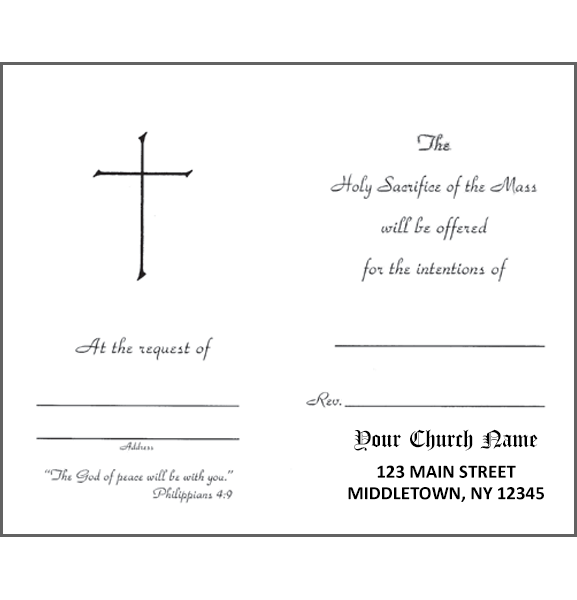 Imprinted Mass Card - Custom Front Image | Catholic Church Mass Cards