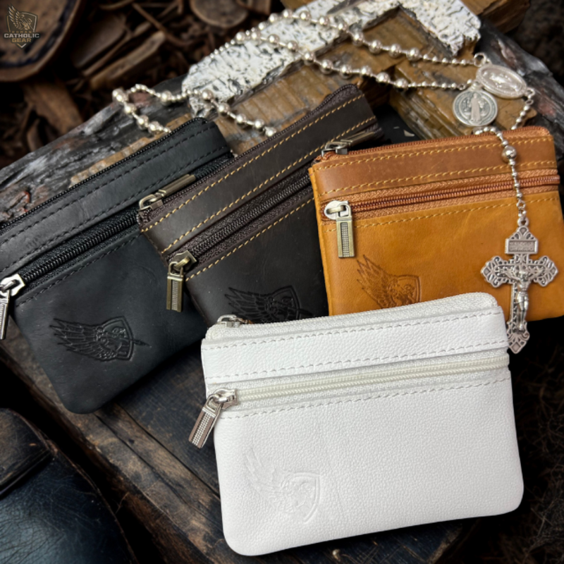 Rugged Leather Rosary Pouch