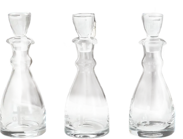 3-Piece Chrismal Bottles for Sacred Holy Oils