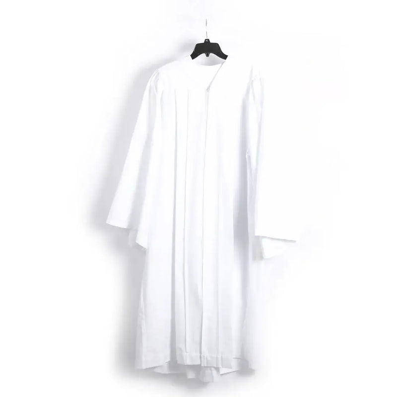 Baptismal Gown Box Pleat White Lg - Poly - Weighted