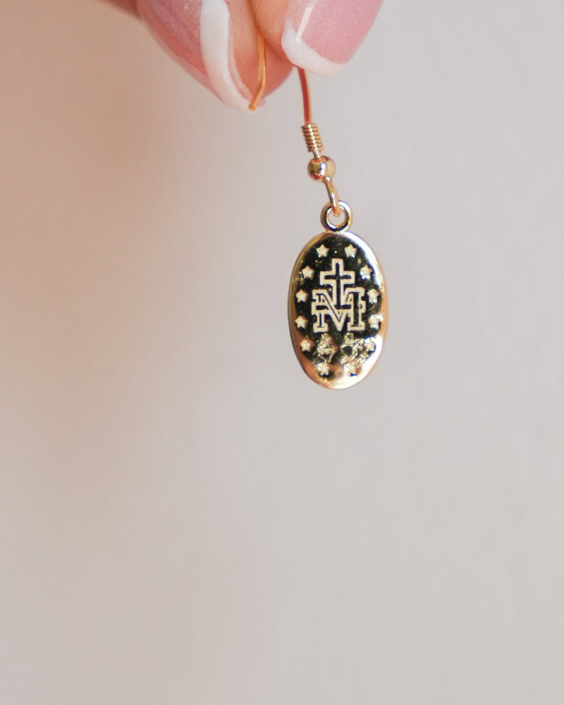 Miraculous Medal Earrings // Gold