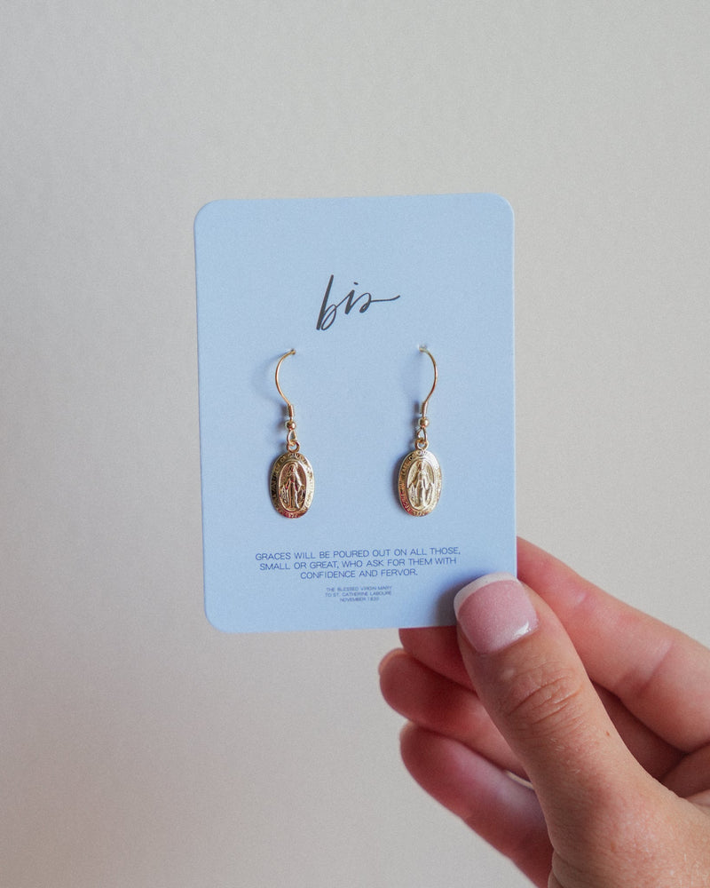 Miraculous Medal Earrings // Gold