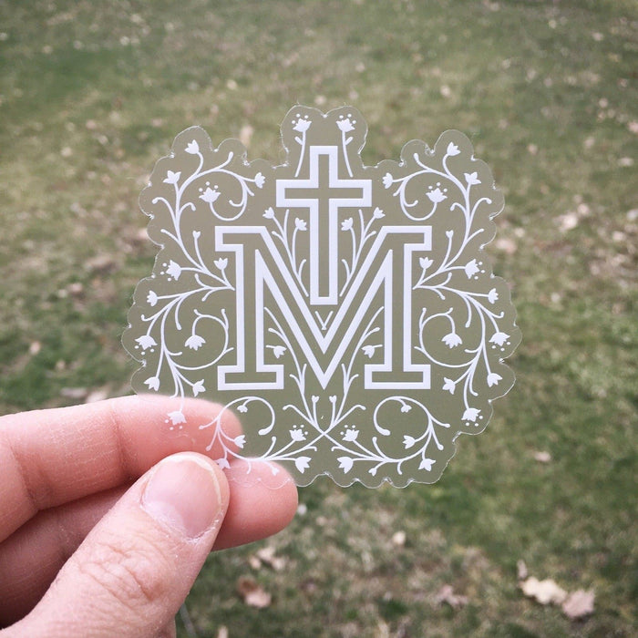 Clear Marian Cross Catholic Sticker