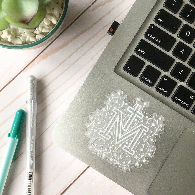 Clear Marian Cross Catholic Sticker