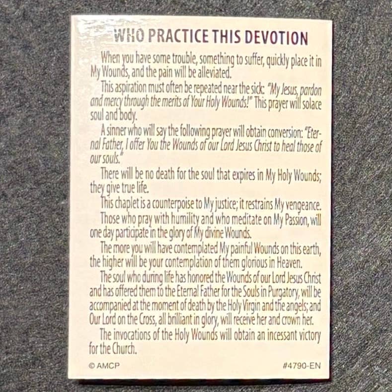 Rosary of the Holy Wounds Prayer Card Pamphlet