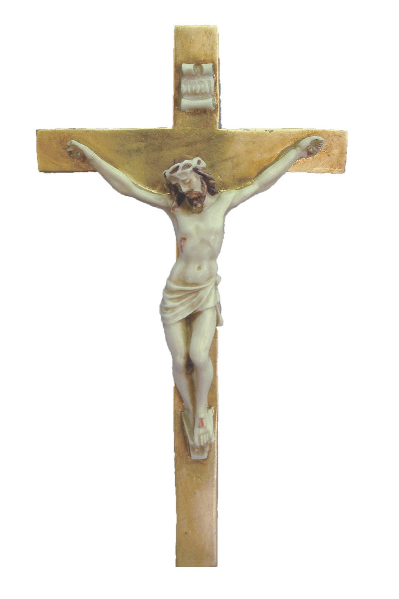 Crucifix in Hand-Painted Alabaster 9.5"