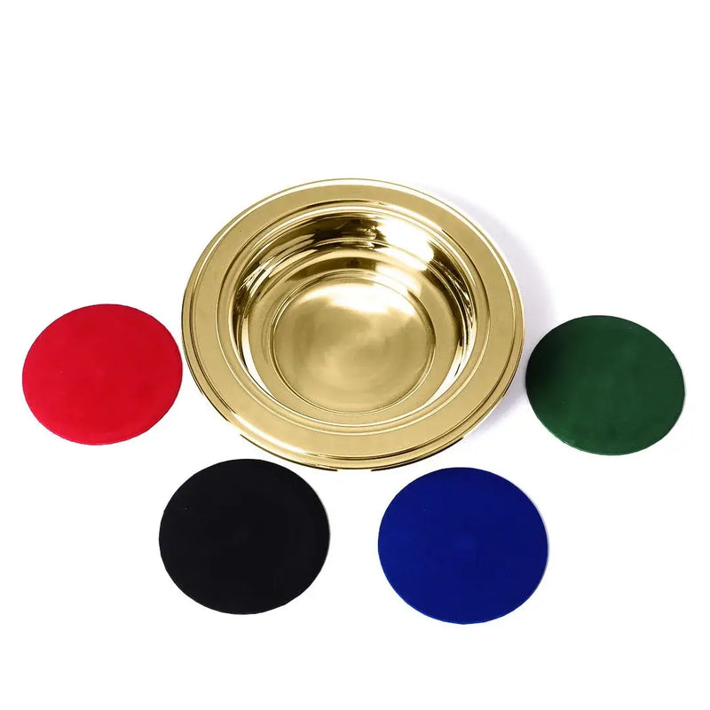 Gold Stainless Steel Offering Plate with Velour Pads – Magnetic Church Collection Plate (4 Interchangeable Colors)