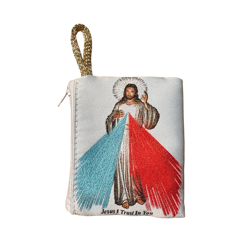 Rosary Pouch - Divine Mercy (WHITE) 3″ x 4″