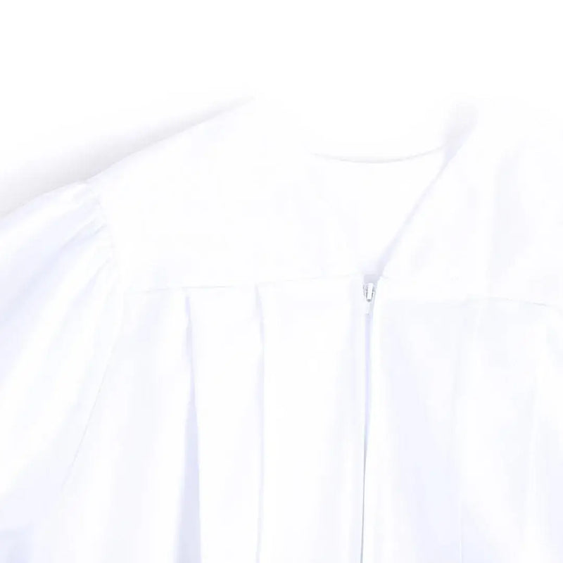 Baptismal Gown Box Pleat White Sm - Poly - Weighted