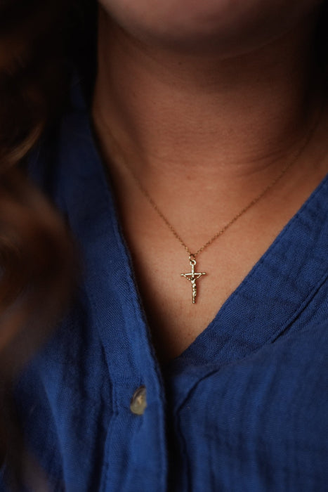 Women's Gold Crucifix Necklace