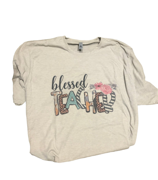 Teacher Blessed Teacher Tee - Teacher Shirts - Floral Teacher T-Shirt