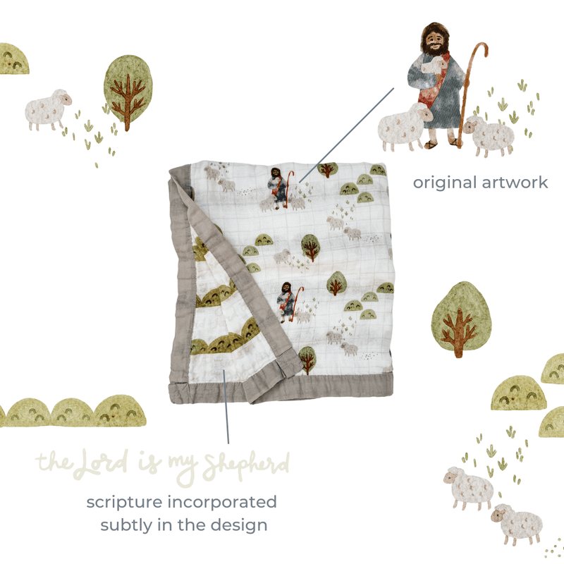 The Lord is my Shepherd - Catholic Luxury Double Sided Muslin Blanket