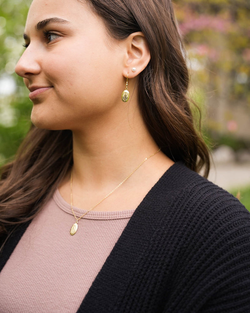 Miraculous Medal Earrings // Gold