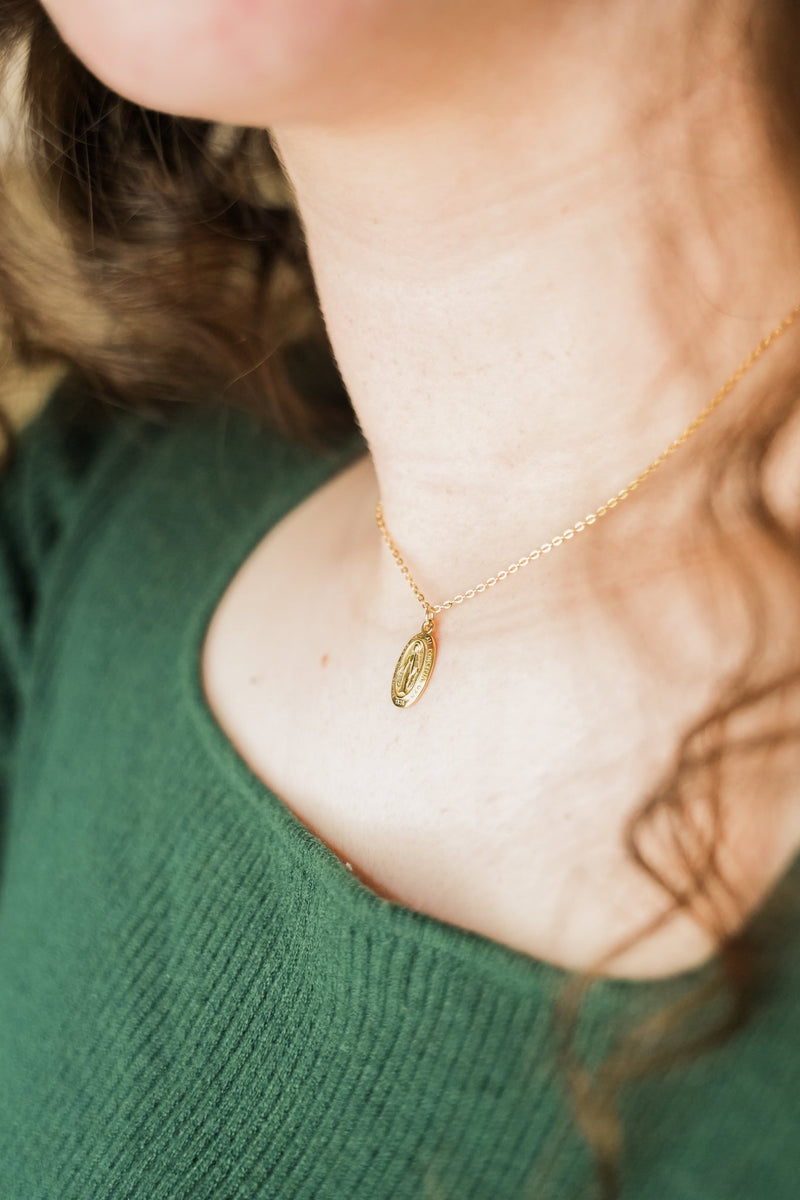 Miraculous Medal Necklace // Gold