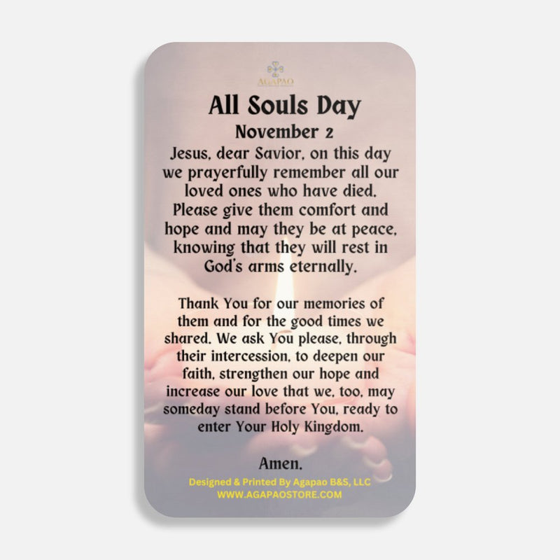Tarjetas de oración del Día de Todos los Santos/Día de las Almas - 100 piezas por paquete