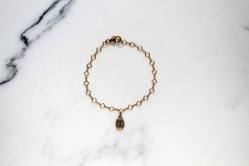 Miraculous Medal Floral Bracelet Set - Mommy and Me