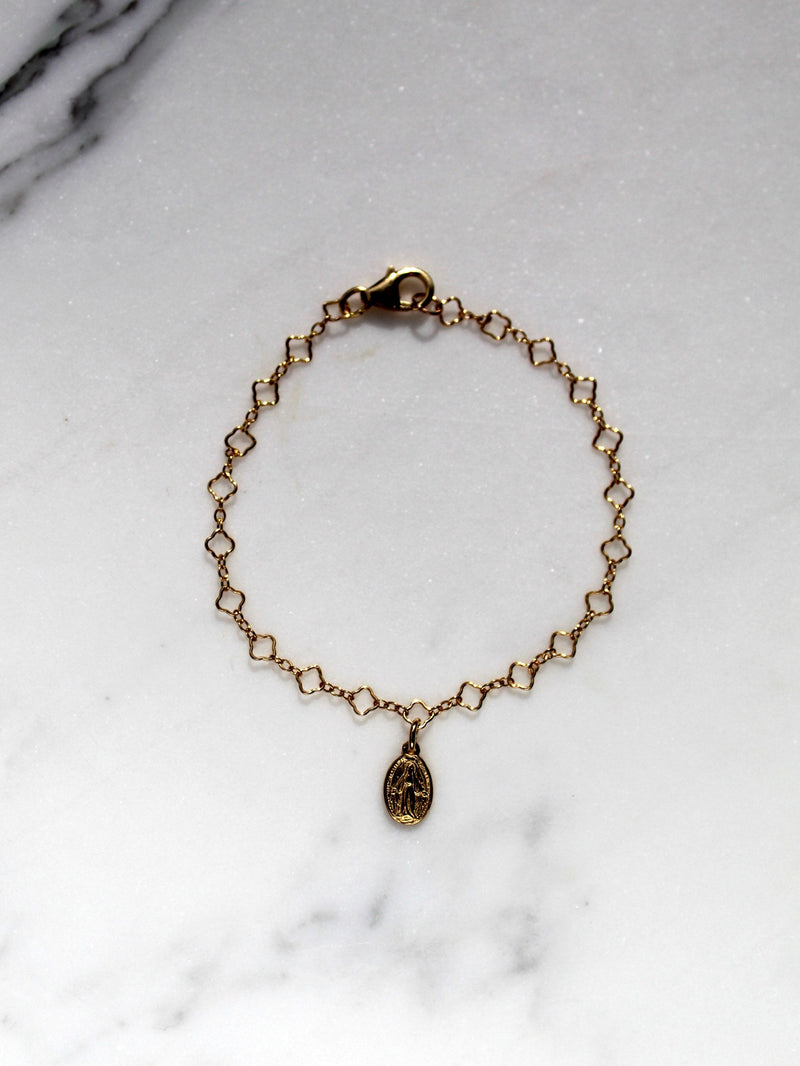 Miraculous Medal Floral Children's Bracelet