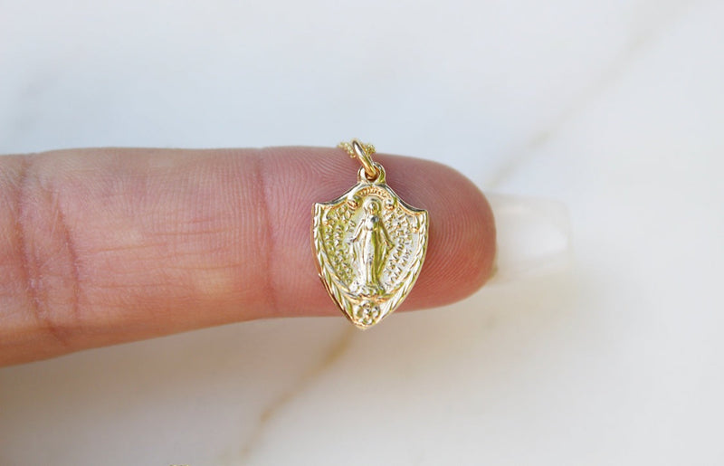 Shield Miraculous Medal Necklace