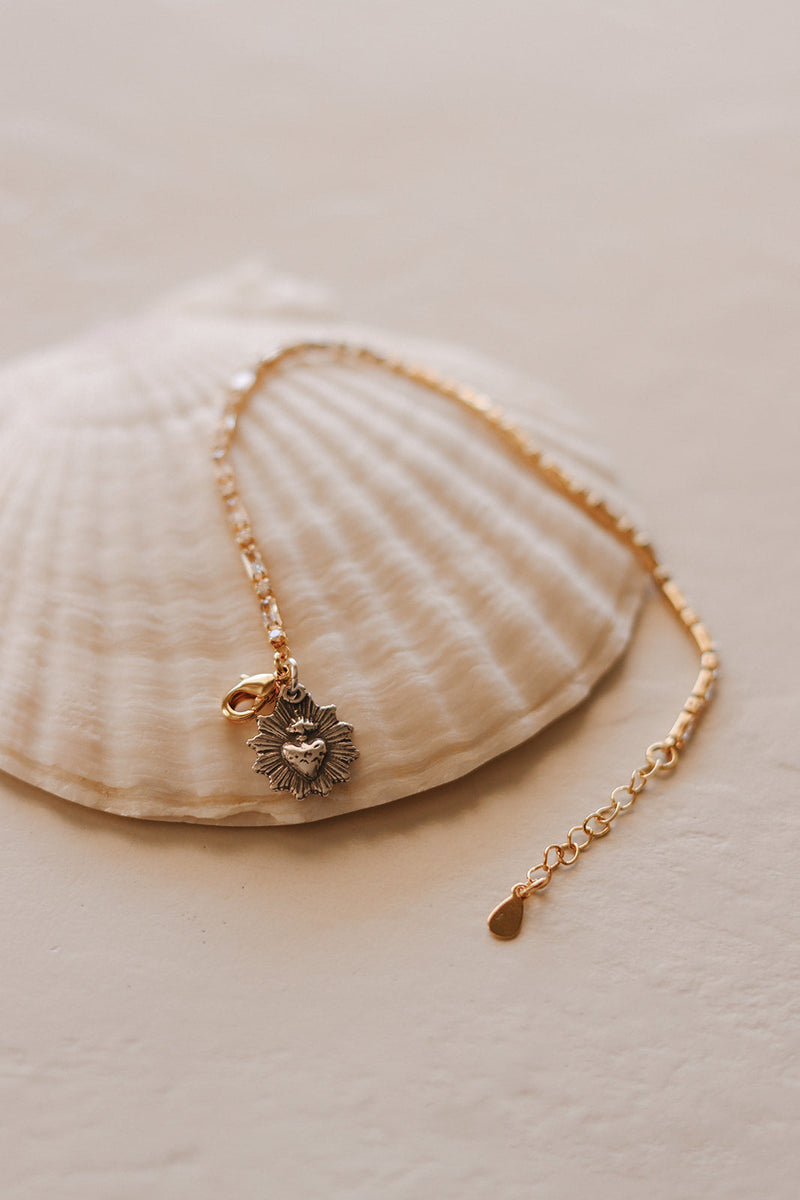 Sacred Heart Tennis Bracelet -Two-Tone
