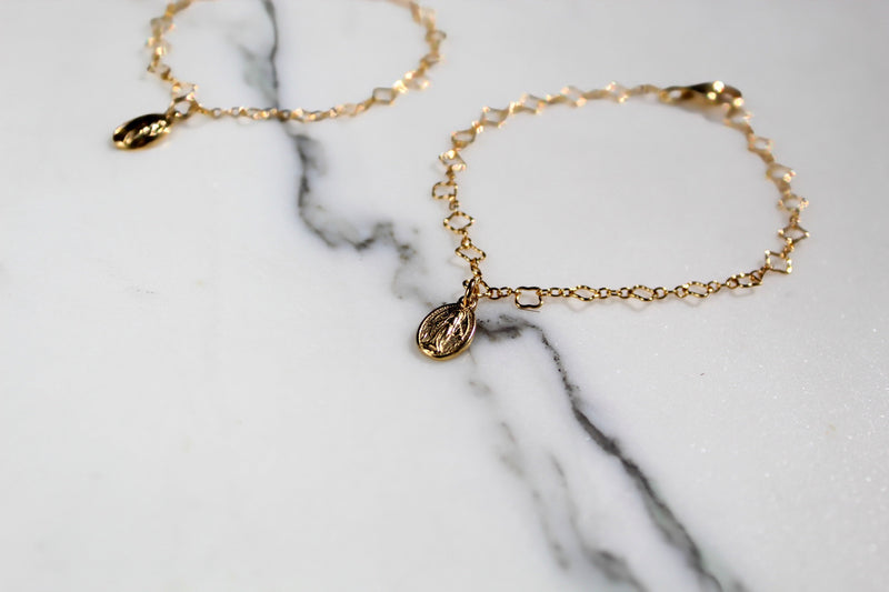 Miraculous Medal Floral Bracelet Set - Mommy and Me