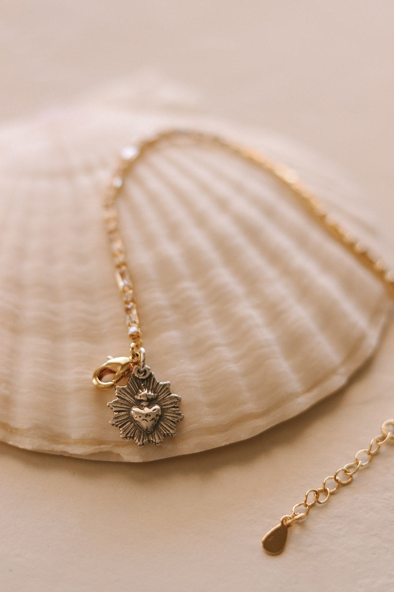 Sacred Heart Tennis Bracelet -Two-Tone
