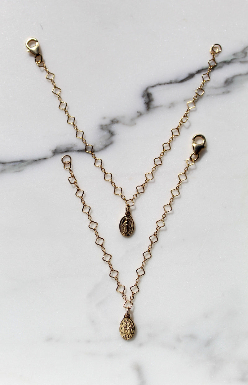 Miraculous Medal Floral Bracelet Set - Mommy and Me