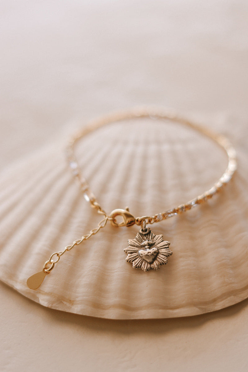 Sacred Heart Tennis Bracelet -Two-Tone
