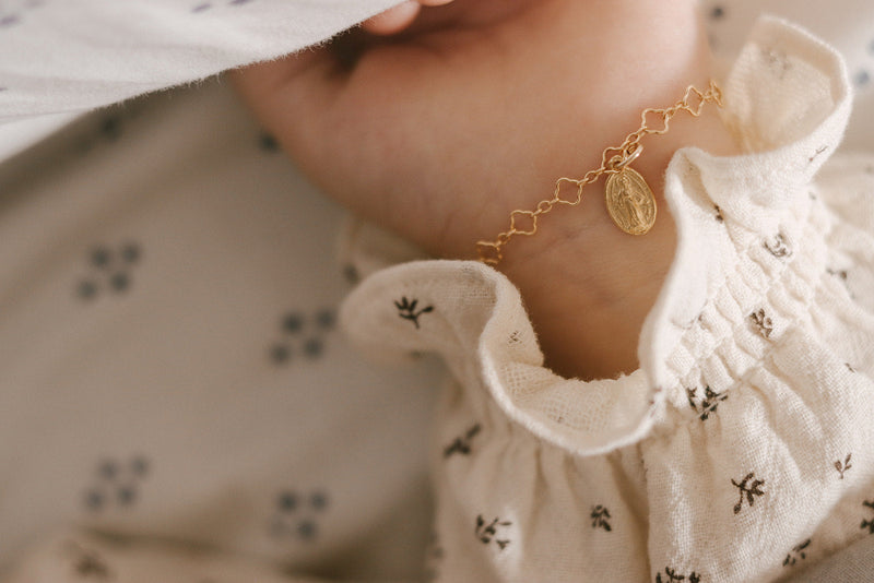Miraculous Medal Floral Children's Bracelet