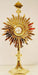 Gold Plated Monstrance with Glass Enclosed Luna - Green Stones