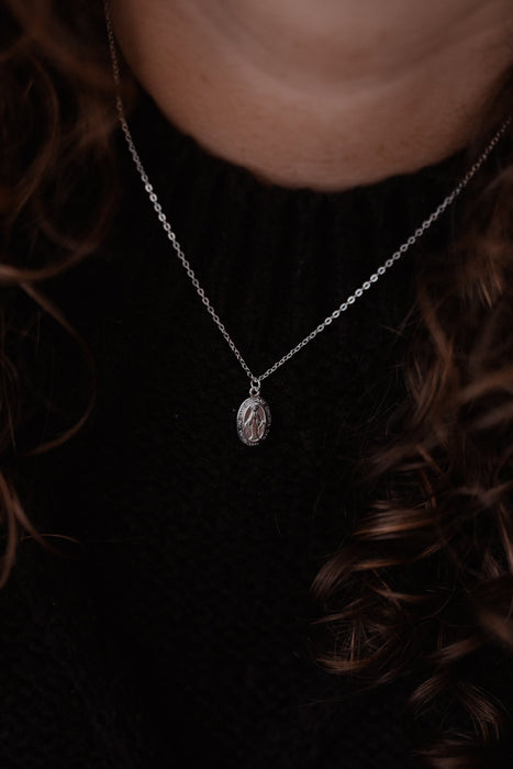 Miraculous Medal Necklace // Silver