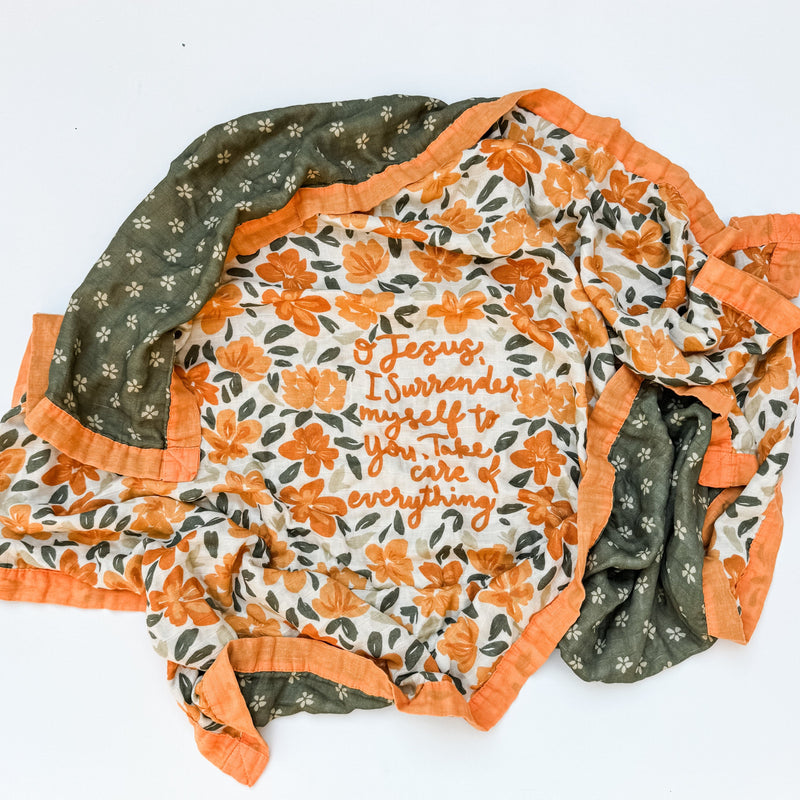 Surrender Prayer Luxury Double Sided Muslin Catholic Blanket