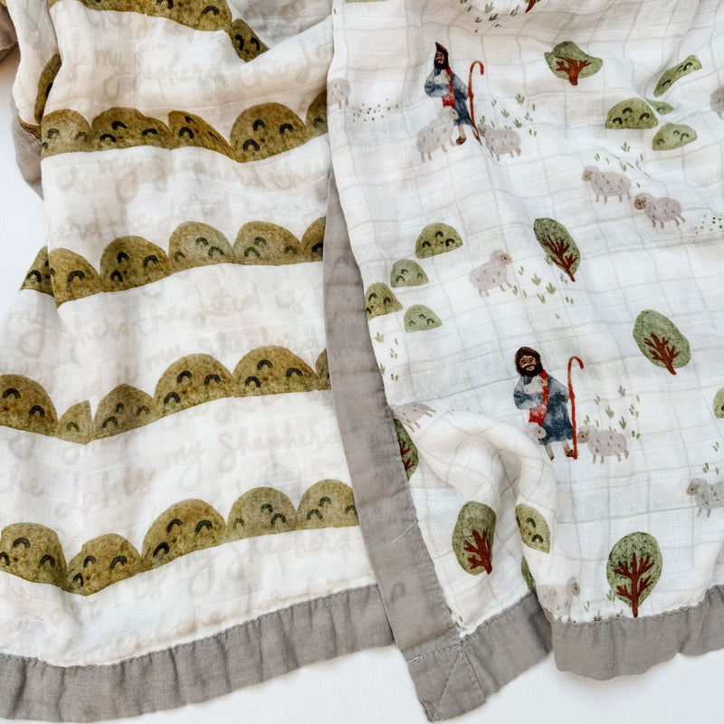 The Lord is my Shepherd - Catholic Luxury Double Sided Muslin Blanket