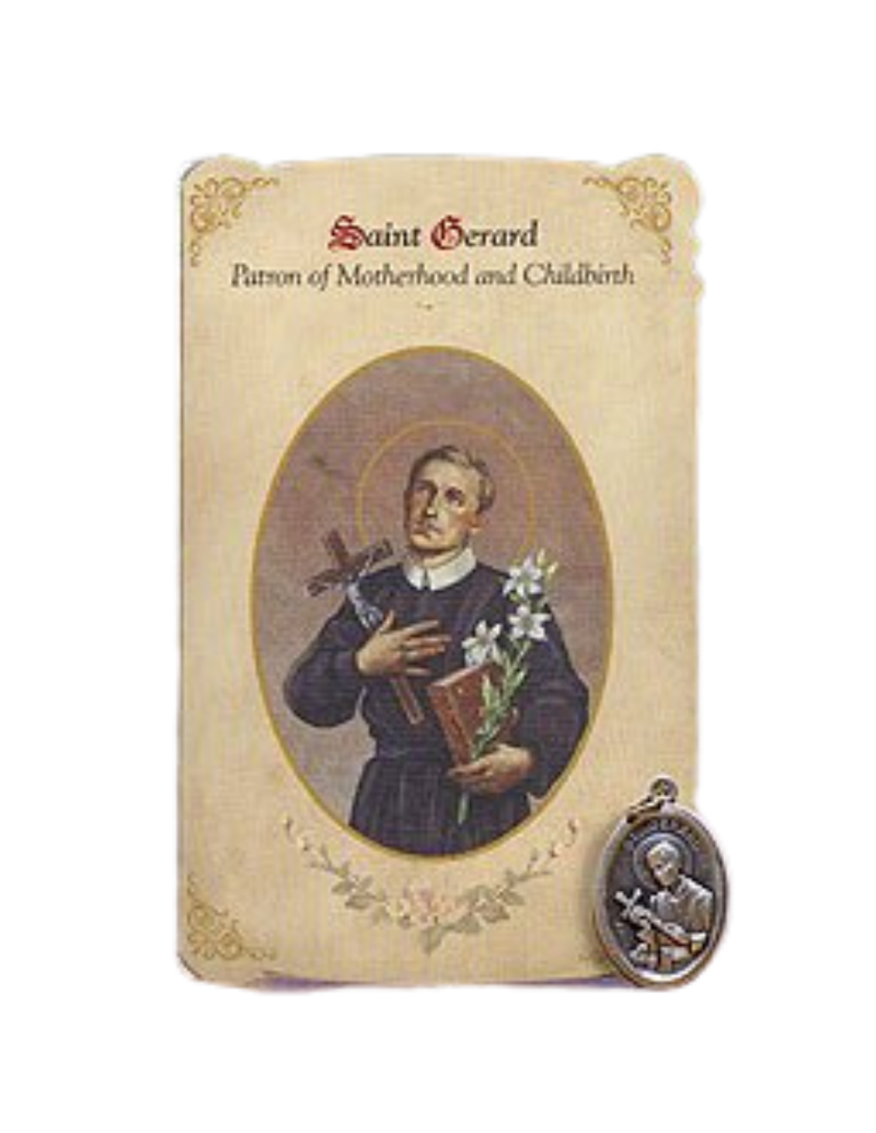 Holy Card St. Gerard with Childbirth Healing Medal Set - 6 Pcs. Per Package