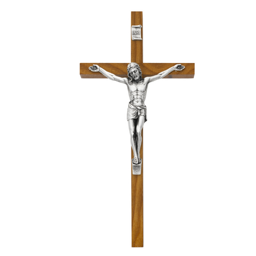 10" Walnut Crucifix with Silver Corpus Crucifix Crucifix Symbolism Catholic Crucifix items