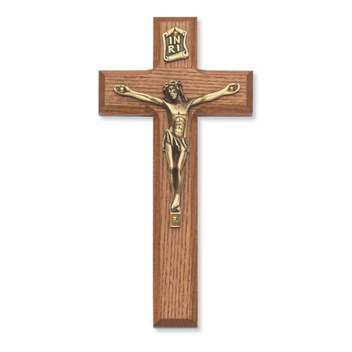 7" Walnut Stained Crucifix with Gold Plated Corpus Crucifix Crucifix Symbolism Catholic Crucifix items