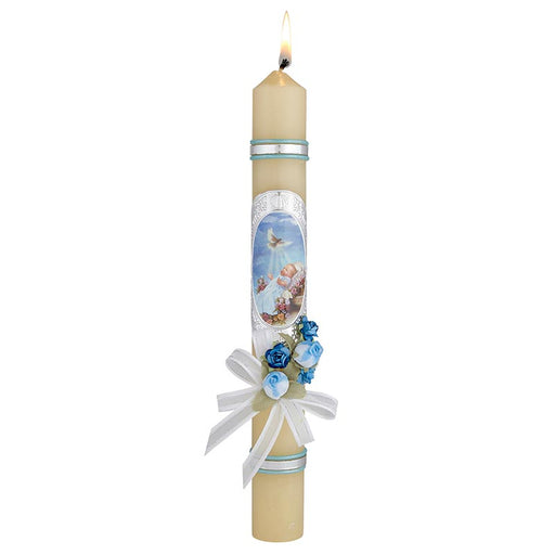 11-1/4" Baptism Candle-Boy with Dove