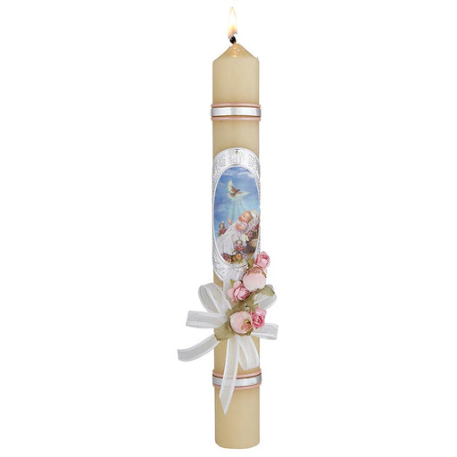 11-1/4" Baptism Candle-Girl with Dove