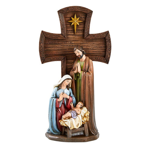 11.625 H Holy Family Cross Statue Nativity Figurine