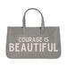 11" Large Canvas Tote with Genuine Leather Handles - Courage is Beautiful
