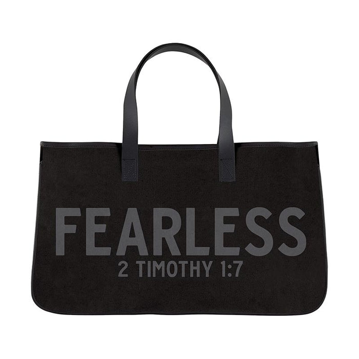 11" Large Canvas Tote with Genuine Leather Handles - Fearless