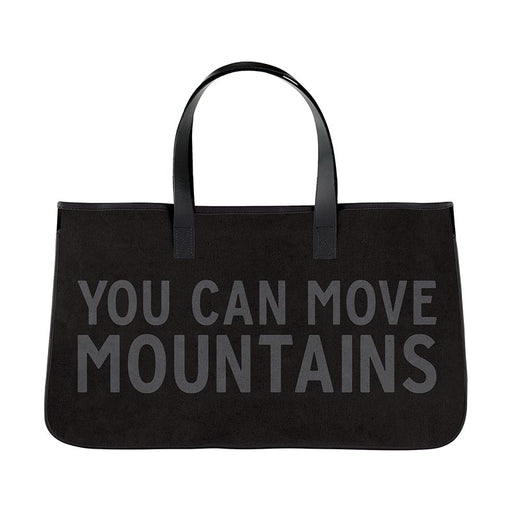 11" Large Canvas Tote with Genuine Leather Handles - You Can Move Mountains