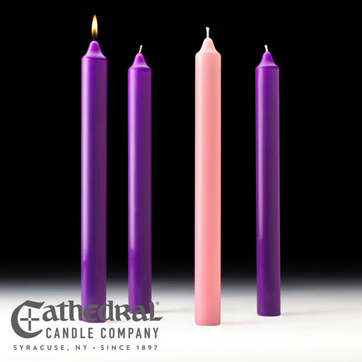 1 1/2" X 16" Church Advent Stearine Candle (3 Purple, 1 Rose)