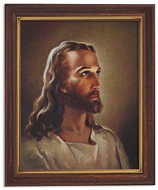 Sallman: Head Of Christ Ornate Woodtone Finish Frame