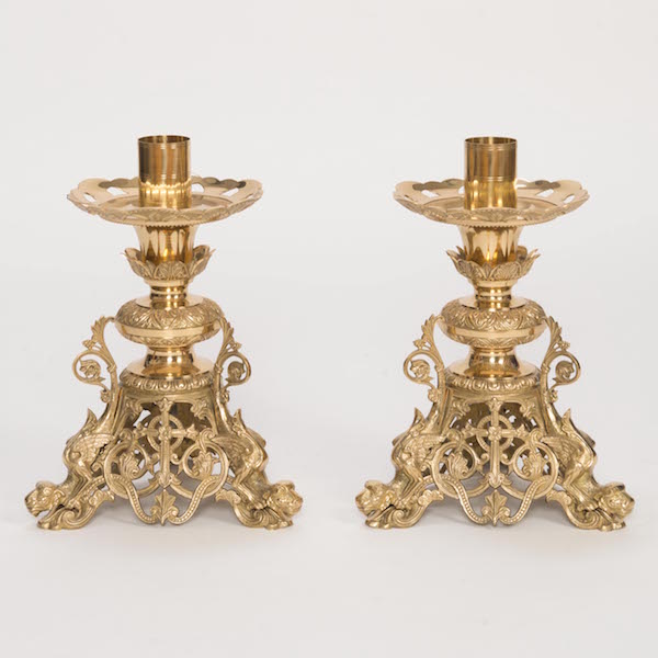 12" Baroque Style Solid Brass Candlestick