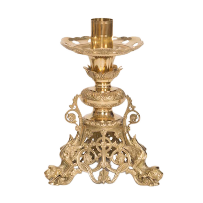 12" Baroque Style Solid Brass Candlestick